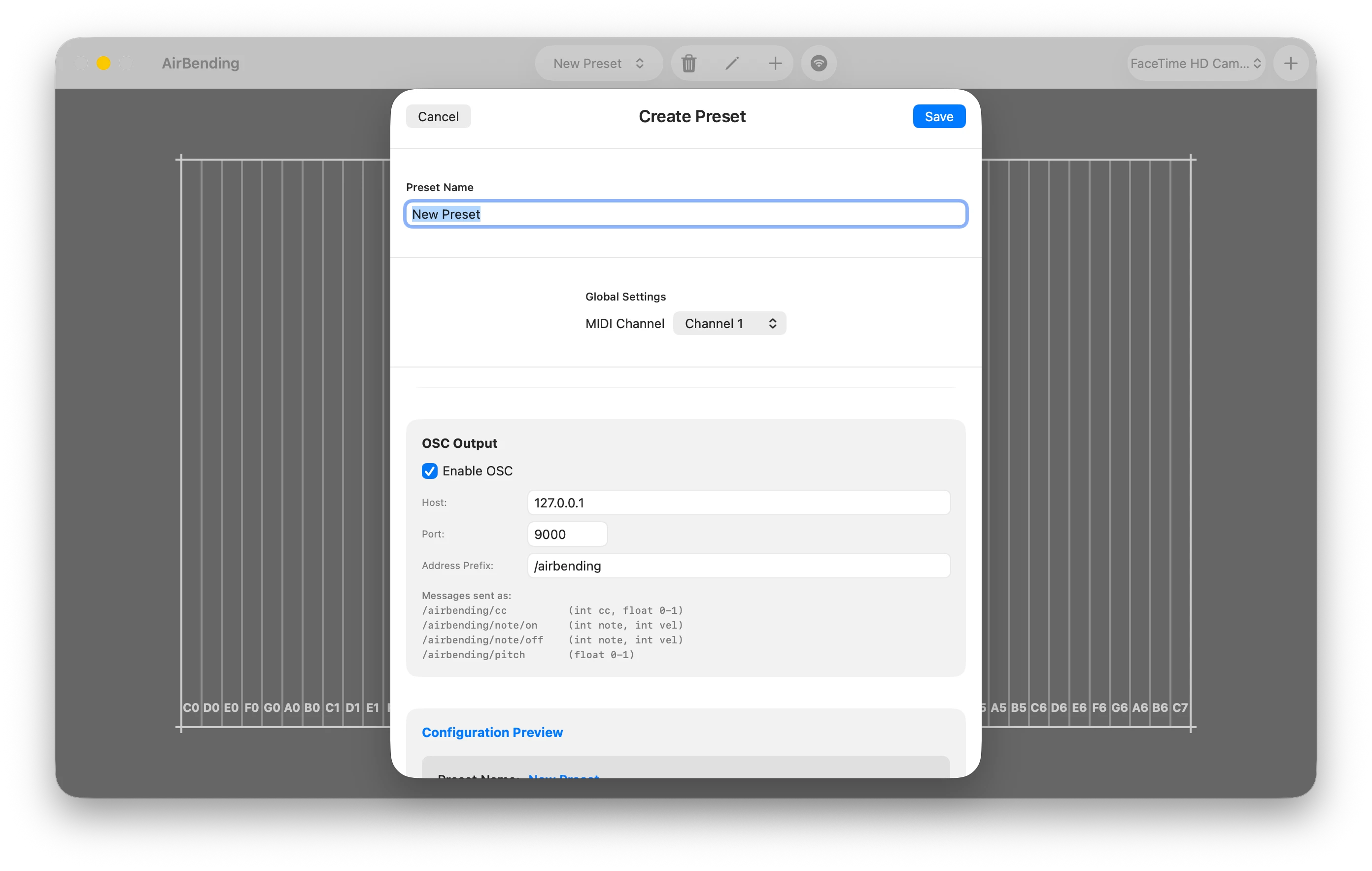 Per-Preset OSC Output Configuration